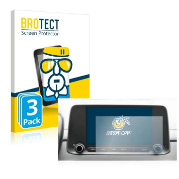 Vorderseite einer Produktverpackung mit dem Markenlogo BROTECT. Daneben ist das Gerät Hyundai Kona 2021 Infotainment System 8