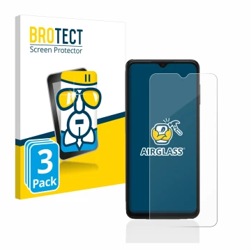 Vorderseite einer Produktverpackung mit dem Markenlogo BROTECT. Daneben ist das Gerät Samsung Galaxy A13 5G mit dem zugehörige