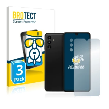 Vorderseite einer Produktverpackung mit dem Markenlogo BROTECT. Daneben ist das Gerät Samsung Galaxy A13 5G (Display+Kamera) m