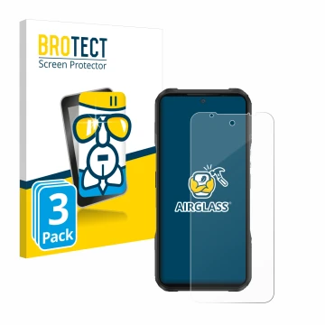 Vorderseite einer Produktverpackung mit dem Markenlogo BROTECT. Daneben ist das Gerät Doogee V20 mit dem zugehörigen Displaysc