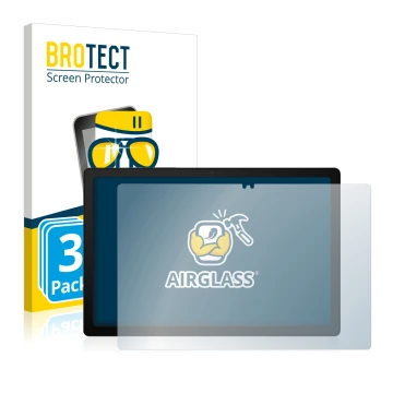 Vorderseite einer Produktverpackung mit dem Markenlogo BROTECT. Daneben ist das Gerät Samsung Galaxy Tab A8 LTE mit dem zugehö