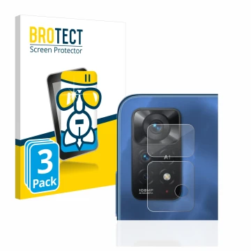 Vorderseite einer Produktverpackung mit dem Markenlogo BROTECT. Daneben ist das Gerät Xiaomi Redmi Note 11 Pro 5G (NUR Kameras