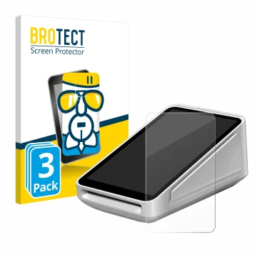 Vorderseite einer Produktverpackung mit dem Markenlogo BROTECT. Daneben ist das Gerät Square Terminal mit dem zugehörigen Disp