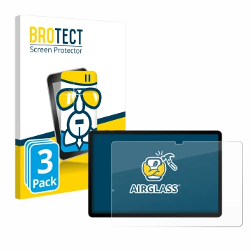 Vorderseite einer Produktverpackung mit dem Markenlogo BROTECT. Daneben ist das Gerät Samsung Galaxy Tab S8 Plus 5G mit dem zu