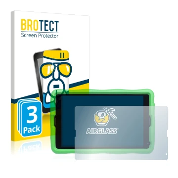 Vorderseite einer Produktverpackung mit dem Markenlogo BROTECT. Daneben ist das Gerät MEDION Lifetab E10440 Kids mit dem zugeh