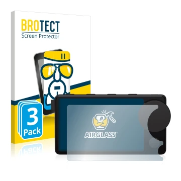 Vorderseite einer Produktverpackung mit dem Markenlogo BROTECT. Daneben ist das Gerät Spotify Car Thing mit dem zugehörigen Di