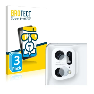 Vorderseite einer Produktverpackung mit dem Markenlogo BROTECT. Daneben ist das Gerät Oppo Find X5 Pro (NUR Kameraschutz) mit 