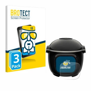 Vorderseite einer Produktverpackung mit dem Markenlogo BROTECT. Daneben ist das Gerät Krups Cook4me Touch Wifi mit dem zugehör