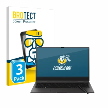Vorderseite einer Produktverpackung mit dem Markenlogo BROTECT. Daneben ist das Gerät Samsung Galaxy Book2 Pro 360 13.3