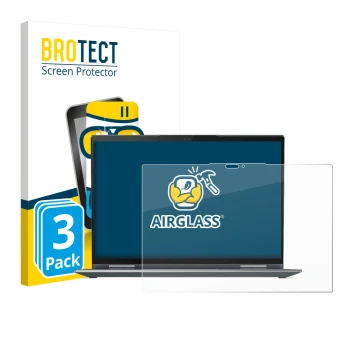 Vorderseite einer Produktverpackung mit dem Markenlogo BROTECT. Daneben ist das Gerät Lenovo ThinkPad X1 Yoga Gen 7 mit dem zu