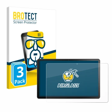 Vorderseite einer Produktverpackung mit dem Markenlogo BROTECT. Daneben ist das Gerät Lenovo Tab M10 Plus (3. Gen.) mit dem zu