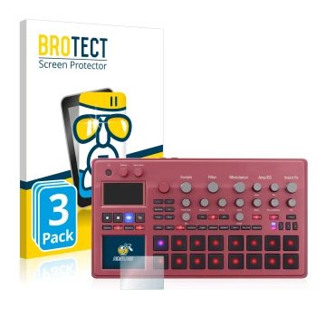 Vorderseite einer Produktverpackung mit dem Markenlogo BROTECT. Daneben ist das Gerät KORG electribe Sampler mit dem zugehörig