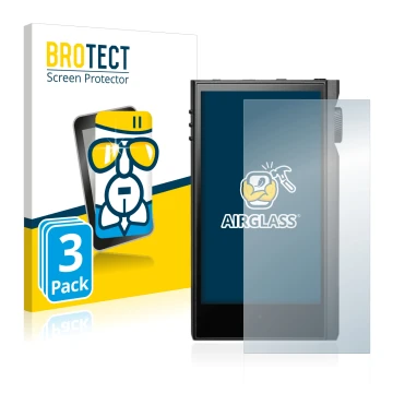 Vorderseite einer Produktverpackung mit dem Markenlogo BROTECT. Daneben ist das Gerät Astell&Kern Kann Max mit dem zugehörigen