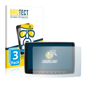Vorderseite einer Produktverpackung mit dem Markenlogo BROTECT. Daneben ist das Gerät Alpine INE-F904DC mit dem zugehörigen Di