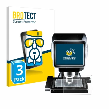 Vorderseite einer Produktverpackung mit dem Markenlogo BROTECT. Daneben ist das Gerät Keyence LM-1100 Glasplatte mit dem zugeh
