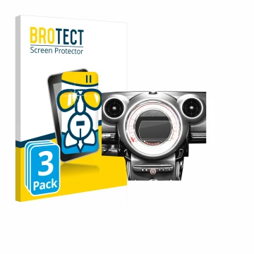 Vorderseite einer Produktverpackung mit dem Markenlogo BROTECT. Daneben ist das Gerät Mini Countryman R60 2010-2016 Infotainme