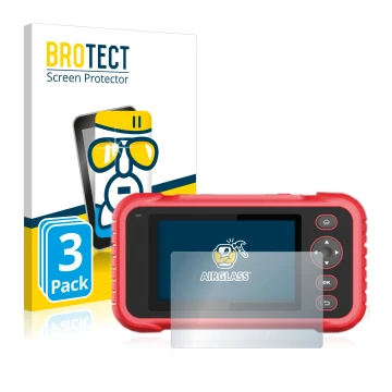 Vorderseite einer Produktverpackung mit dem Markenlogo BROTECT. Daneben ist das Gerät Launch CRP 123 / 129 EVO mit dem zugehör