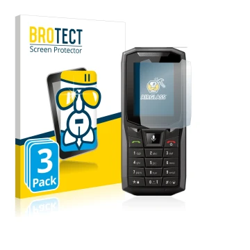 Vorderseite einer Produktverpackung mit dem Markenlogo BROTECT. Daneben ist das Gerät Crosscall Core-S4 mit dem zugehörigen Di