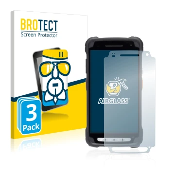 Vorderseite einer Produktverpackung mit dem Markenlogo BROTECT. Daneben ist das Gerät Janam XT3 mit dem zugehörigen Displaysch