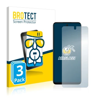Vorderseite einer Produktverpackung mit dem Markenlogo BROTECT. Daneben ist das Gerät Motorola Moto G32 mit dem zugehörigen Di