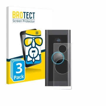 Vorderseite einer Produktverpackung mit dem Markenlogo BROTECT. Daneben ist das Gerät Ring Video Doorbell Wired mit dem zugehö