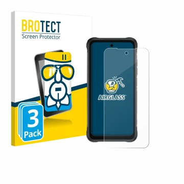 Vorderseite einer Produktverpackung mit dem Markenlogo BROTECT. Daneben ist das Gerät Umidigi Bison 2 Pro mit dem zugehörigen 