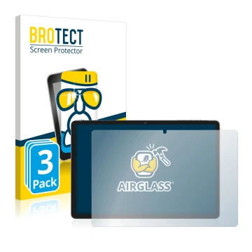 Vorderseite einer Produktverpackung mit dem Markenlogo BROTECT. Daneben ist das Gerät Jumper Ezpad M10S mit dem zugehörigen Di
