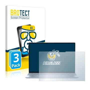 Vorderseite einer Produktverpackung mit dem Markenlogo BROTECT. Daneben ist das Gerät Dell XPS 13 9315 Touch mit dem zugehörig