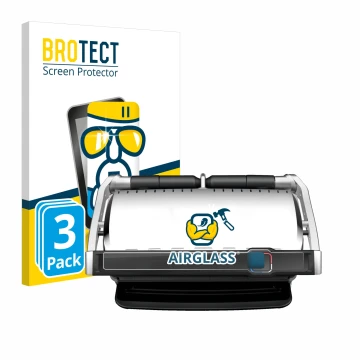 Vorderseite einer Produktverpackung mit dem Markenlogo BROTECT. Daneben ist das Gerät Tefal OptiGrill Elite XL mit dem zugehör