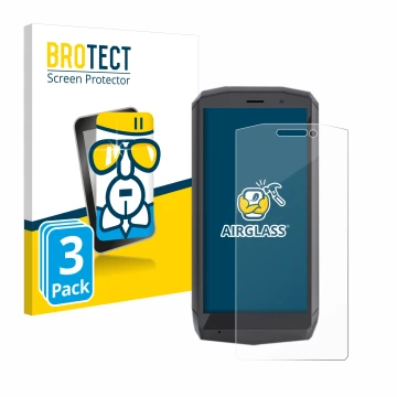 Vorderseite einer Produktverpackung mit dem Markenlogo BROTECT. Daneben ist das Gerät Cubot Pocket mit dem zugehörigen Display