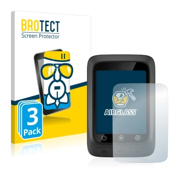 Vorderseite einer Produktverpackung mit dem Markenlogo BROTECT. Daneben ist das Gerät CooSpo BC107 mit dem zugehörigen Display