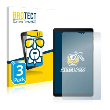 Vorderseite einer Produktverpackung mit dem Markenlogo BROTECT. Daneben ist das Gerät Samsung Galaxy Tab A7 Lite 2022 mit dem 