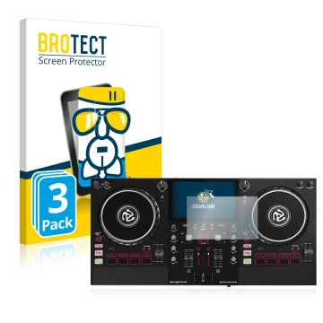 Vorderseite einer Produktverpackung mit dem Markenlogo BROTECT. Daneben ist das Gerät Numark Mixstream Pro mit dem zugehörigen