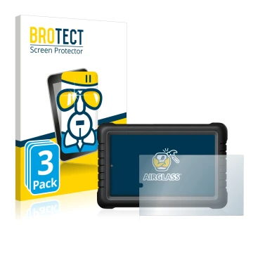 Vorderseite einer Produktverpackung mit dem Markenlogo BROTECT. Daneben ist das Gerät Launch X-431 PROS V 8