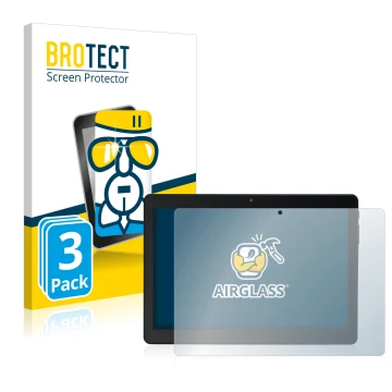 Vorderseite einer Produktverpackung mit dem Markenlogo BROTECT. Daneben ist das Gerät Acepad A145 10.1