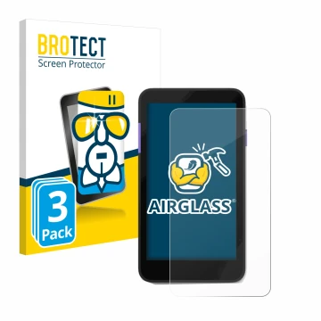 Vorderseite einer Produktverpackung mit dem Markenlogo BROTECT. Daneben ist das Gerät Zettle Terminal (by Paypal) mit dem zuge