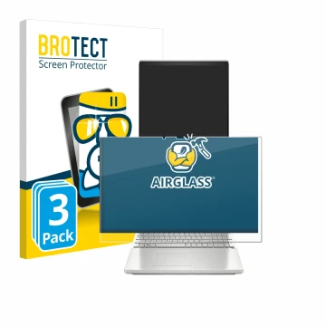 Vorderseite einer Produktverpackung mit dem Markenlogo BROTECT. Daneben ist das Gerät HP Envy x360 2-in-1 15-ey mit dem zugehö