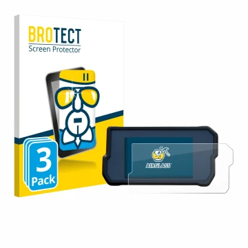 Vorderseite einer Produktverpackung mit dem Markenlogo BROTECT. Daneben ist das Gerät KTM 390 Duke 2019 mit dem zugehörigen Di