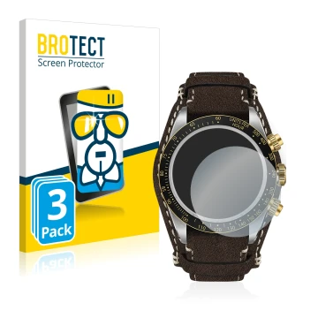 Vorderseite einer Produktverpackung mit dem Markenlogo BROTECT. Daneben ist das Gerät Tudor Black Bay Chrono 41mm mit dem zuge