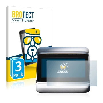 Vorderseite einer Produktverpackung mit dem Markenlogo BROTECT. Daneben ist das Gerät Tesla Model S Plaid 2023 (Hinteres Displ