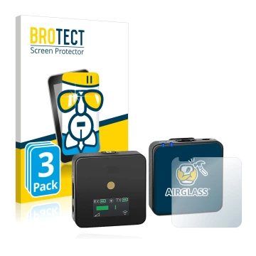 Vorderseite einer Produktverpackung mit dem Markenlogo BROTECT. Daneben ist das Gerät Rode Wireless GO II mit dem zugehörigen 