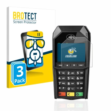 Vorderseite einer Produktverpackung mit dem Markenlogo BROTECT. Daneben ist das Gerät ingenico Desk/1600 mit dem zugehörigen D