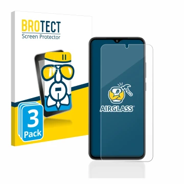 Vorderseite einer Produktverpackung mit dem Markenlogo BROTECT. Daneben ist das Gerät Xiaomi Redmi A2 mit dem zugehörigen Disp