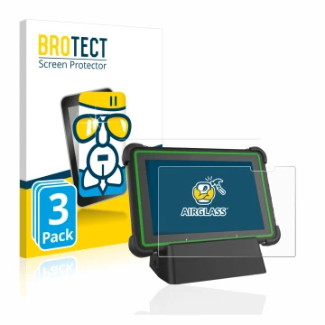 Vorderseite einer Produktverpackung mit dem Markenlogo BROTECT. Daneben ist das Gerät Hella Gutmann Mega Macs X (tablet) mit d