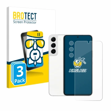 Vorderseite einer Produktverpackung mit dem Markenlogo BROTECT. Daneben ist das Gerät Samsung Galaxy S22 Enterprise Edition (D