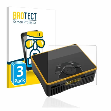 Vorderseite einer Produktverpackung mit dem Markenlogo BROTECT. Daneben ist das Gerät Junsi iCharger DX6 mit dem zugehörigen D