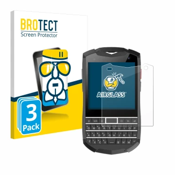 Vorderseite einer Produktverpackung mit dem Markenlogo BROTECT. Daneben ist das Gerät Unihertz Titan Pocket mit dem zugehörige