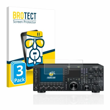 Vorderseite einer Produktverpackung mit dem Markenlogo BROTECT. Daneben ist das Gerät Kenwood TS-990s mit dem zugehörigen Disp