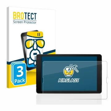 Vorderseite einer Produktverpackung mit dem Markenlogo BROTECT. Daneben ist das Gerät MEDION Tablet E10421 10,1