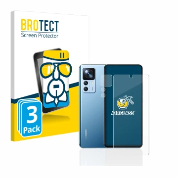 Vorderseite einer Produktverpackung mit dem Markenlogo BROTECT. Daneben ist das Gerät Xiaomi 12T (Display+Kamera) mit dem zuge